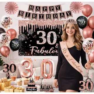 Photo of 30th Birthday Decorations for Women 34pcs Black Rose Gold Party Decor
