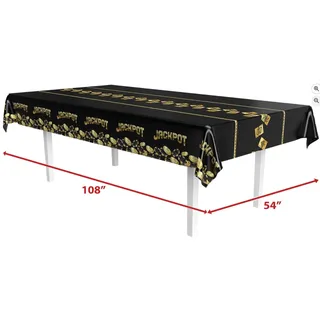 Photo of 2 Piece ectangular Plastic Metallic Jackpot Casino Table Covers, Vegas Theme