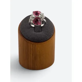 Photo of Vintage Sarah Coventry Love Story Pink Glass Floral Adjustable Ring Silver Tone