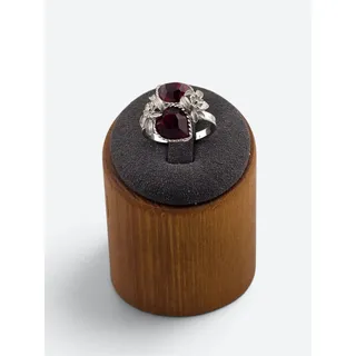 Photo of Vintage Sarah Coventry Love Story Red Glass Floral Silver Tone Ring Adjustable 
