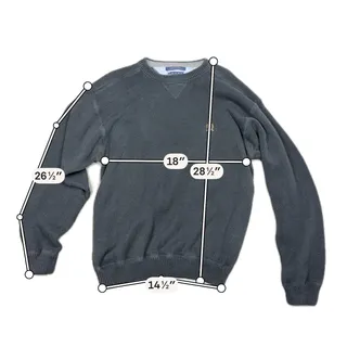 Photo of Tommy Hilfiger Sweater XL Dark Green Cotton Crewneck Crest Logo READ Measurement