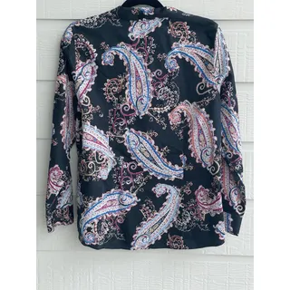 Photo of Chico's black paisley 100% Cotton button up shirt size 1, or 8/10
