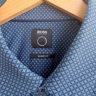 Photo of BOSS Hugo Boss Sharp Fit Blue Geometric Shirt M