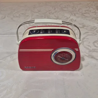 Photo of The Silver Crane Company Decorative Retro Red Radio Metal Lunchbox/Tin