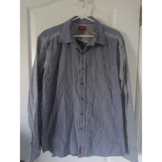 Photo of Hilfiger Red Label Premium Vintage Denim Mens L Snap Button Pin Striped Shirt