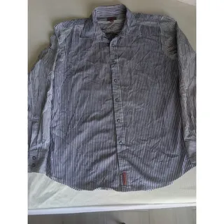 Photo of Hilfiger Red Label Premium Vintage Denim Mens L Snap Button Pin Striped Shirt