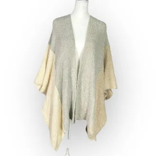 Photo of Saturday Sunday Open Front Cardigan Women's OS Beige Gray Asymmetrical Oversized