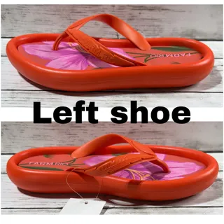 Photo of NEW Farm Rio Womens Orange Cambui Canoe Flip Flops - Purple Lily (Size 6/7)  