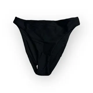 Photo of J.Crew Ribbed High-Rise Cheeky Bikini Bottom Women's Medium Black NWT