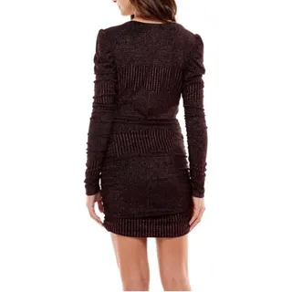 Photo of WAYF x Emma Rose Corvette Ruched Minidress Women's Med Black Metallic V-Neck