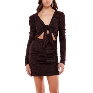 Photo of WAYF x Emma Rose Corvette Ruched Minidress Women's Med Black Metallic V-Neck