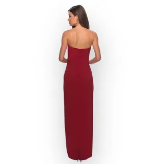 Photo of La Femme 28204 Strapless Jersey Sheath Dress Women's 10 Red Maxi Slit NWOT