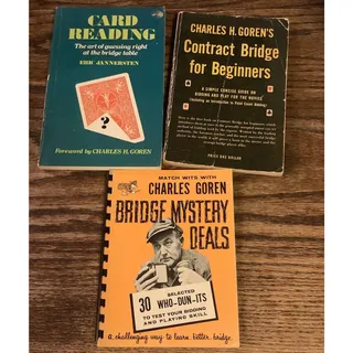Photo of Vintage Charles Goren Contract Bridge Books Lot Mystery Deals Card Reading 3pc