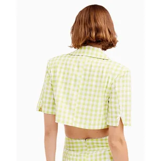 Photo of For Love & Lemons Maureen Gingham Cropped 1/4 Sleeve Blazer Top XL NWT